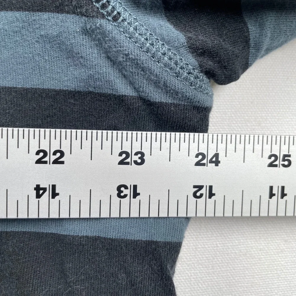 The North Face Mens XL Full Zip Hoodie Blue Black Striped Sweatshirt Logo